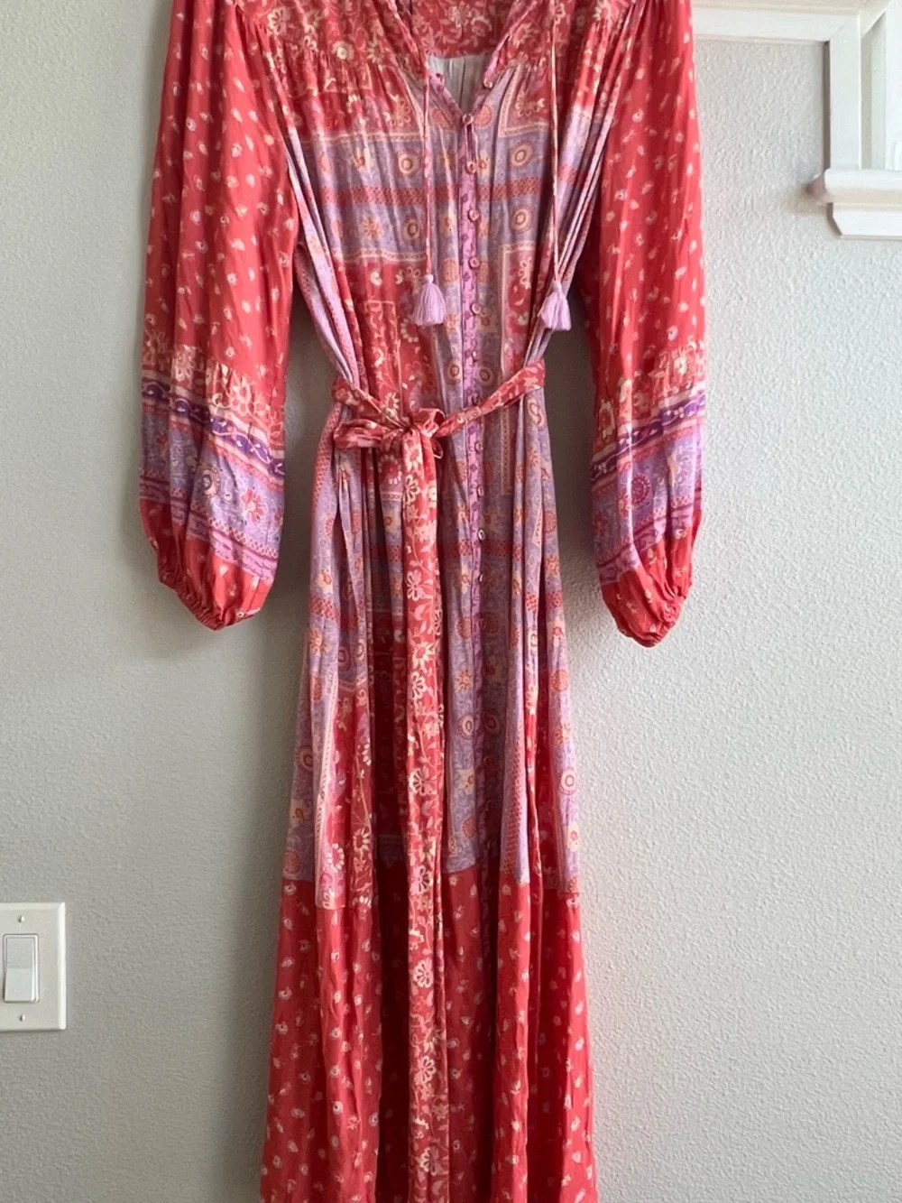 Spell Coral and Lavender Floral Maxi Dress - Picture 2 of 6